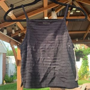 NWT Ana a new approach black thin knit mesh-like material cropped tank top